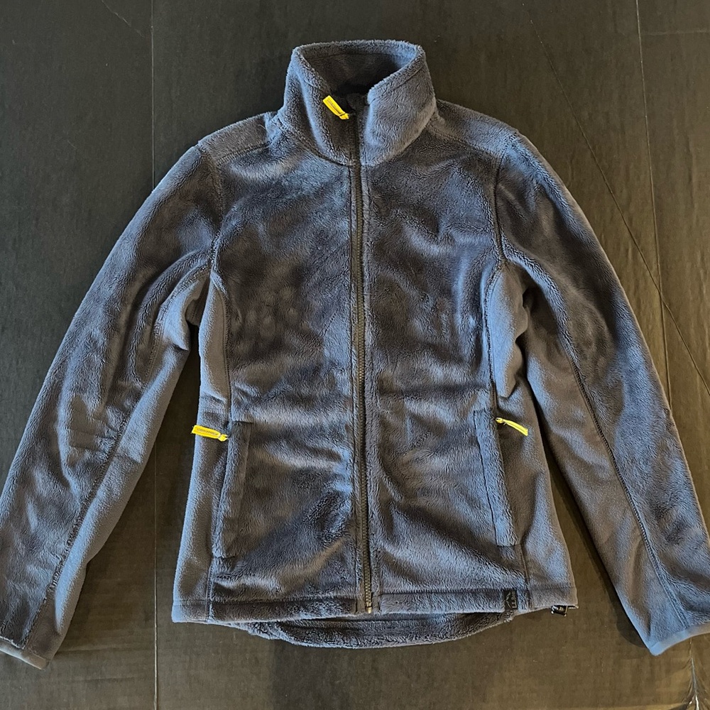 LL Bean Fleece Jacket Gray Blue Color
